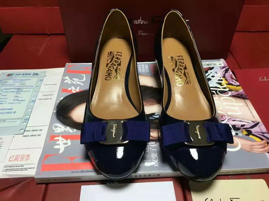 Ferragamo Shallow mouth Block heel Shoes Women--019
